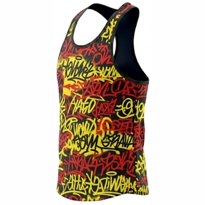 Camiseta sin mangas con estampado de grafiti personalizado MRI, cuello redondo, estilo urbano, transpirable, poliéster, estampado por sublimación, patrón de letras, chaleco. - Product Image 3
