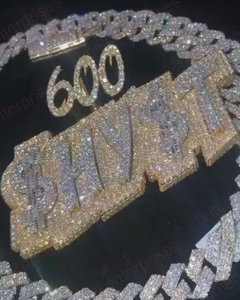 Colgante de Plata 925 Personalizado con Incrustaciones de Moissanita VVS, Estilo Hip Hop Bling, Bicolor, para Hombre - Product Image 1