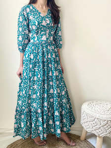 Women's Girls' Printed Pure Cotton Maxi Dress Indian Block Print Casual Summer Evening Party Trendy Wholesale Long Midi Bulk - Product Image 4