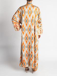 Coton multicolore imprimé Suzani Floral Design numérique brodé à la main avec fermeture éclair et pompon longueur au genou pour femmes de style vintage - Product Image 4