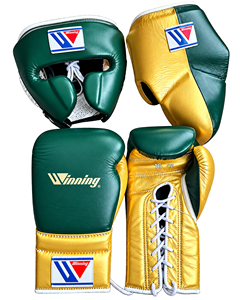 Conjunto de Guantes de Boxeo y Protector de Cabeza Winning, Cuero Negro y Plateado, 16 Oz, con Cordones - Product Image 5