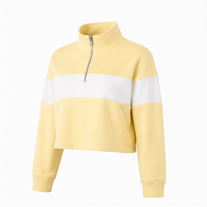 Sudadera Corta Moderna para Mujer Golden Wheat, Personalizable, de Dos Tonos, de Algodón Orgánico - Product Image 5