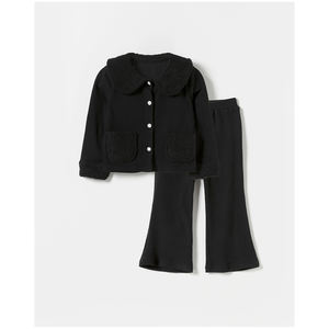 Conjunto de Ropa de Lana Cálida Estilo Coreano OZKIZ para Niñas de 2 a 6 Años, Diseño Sólido, Moda Infantil al por Mayor - Product Image 1