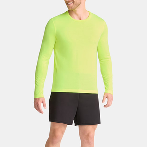 Wholesale <b>Athletic</b> Long Sleeve Shirt For Adult Green Color O Neck Knitted Regular Fit Casual Long Sleeve Shirt - Product Image 4