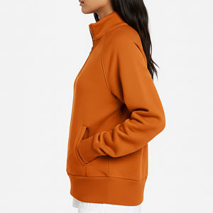 Sudadera de otoño con cremallera de cuarto de cierre y logotipo bordado personalizado para mujer, de tejido grueso, estilo holgado, ideal para el invierno. - Product Image 5