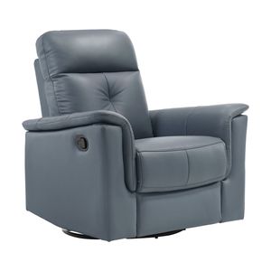 Poltrona Reclinabile Moderna in Pelle Blu-Grigio con Movimento Girevole e Oscillante, Arredo Comfort per Soggiorno - Product Image 3