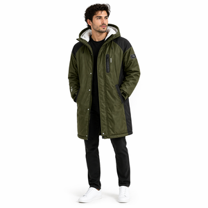 Custom Sports Swim <b>Parka</b> Windproof <b>Waterproof</b> Long Hooded <b>Jacket</b> with Warm Fleece Lining for Coaches Swimmers and Athletes - Product Image 2