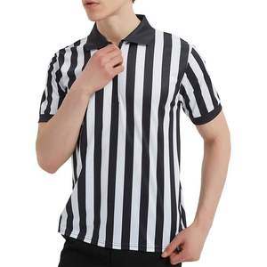 Men's Pro-Style Ref Umpire Jersey Official Half Sleeve Black & <b>White</b> Striped Referee Shirt Sportswear Polyester Breathable <b>Polo</b> - Product Image 4