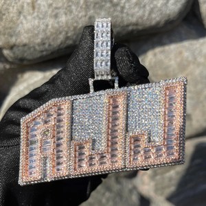 Colgante de Moissanita Personalizado con Nombre, Estilo Hip Hop, VVS, con Incrustaciones de Diamantes, Plata 925, Colgante de Letra de Moissanita, Colgante de Moissanita Personalizado - Product Image 3