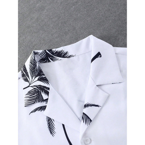 Conjunto de Camiseta y Pantalones Cortos de Verano para Hombre, Estilo Casual, Color Sólido, Estampado Moderno, Algodón y Lino, Diseño Casual Inspirado en Diseñadores - Product Image 4