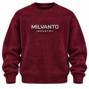 Suéter de Punto Personalizado Color Borgoña para Hombre, Jersey de Cuello Redondo Premium de Manga Larga, Suéter Tejido para Hombre y Mujer - Product Image 1