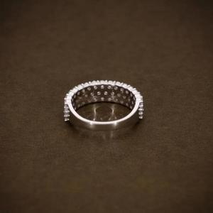 Three Row Pave Diamond <b>Ring</b> White Gold Multi Row Wedding Band Elegant Anniversary <b>Ring</b> Sparkly <b>Statement</b> Bridal Jewelry Gift - Product Image 4
