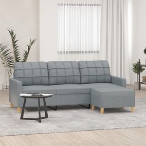 Sofá de 3 Plazas Gris Claro con Reposapiés, Muebles Elegantes para Sala de Estar - Product Image 1