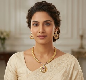 DIVYORO Conjunto de collar chapado en oro con diseño de flor de circonita para mujer, joyería de boda, estilo clásico, origen Orissa - Product Image 3