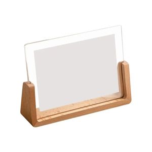 Modern Clear Acrylic Picture <b>Frame</b> with Beech Wood Base <b>4x6</b> 5x7 Desk Photo <b>Frame</b> Minimalist Tabletop Photo Display <b>Frame</b> - Product Image 1