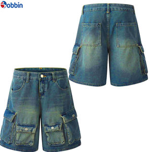 BOBBIN INDUSTRIES Pantalones Cortos de Mezclilla de Alta Calidad para Hombre, Estilo Hip Hop, Streetwear, Verano, con Bolsillos, Tipo Cargo, Holgados - Product Image 6
