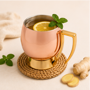 Premium Pure Copper Moscow Mule <b>Mug</b> Cocktail Beer Cup with <b>Gold</b> Handle Designer Barware for Home & Hotel Affordable Price - Product Image 3
