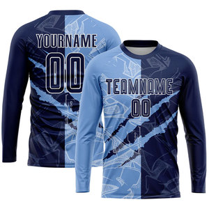 Camiseta de Fútbol Sublimada Personalizada para Hombre, Manga Larga, Absorbe la Humedad, Ajuste Atlético, Impresión con Nombre del Equipo, Ropa Deportiva de Manga Larga - Product Image 1