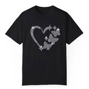 Luxury Personalized Crystal Men's Tee 100% Cotton Custom Rhinestone Shirt Breathable Eco-Friendly Sparkle <b>Short</b> <b>Sleeve</b> Neck - Product Image 1