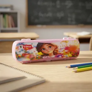 Estuche para Lápices Rosa de Calidad Premium VIKAS, Tamaño X ULTRA, Plástico Duro Original y Duradero, Cierre de Clip Seguro, Estuche de Almacenamiento para Artículos de Papelería - Product Image 4