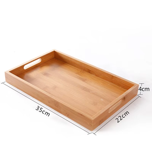 Plateau de service rectangulaire en bambou avec poignée, design minimaliste pour la salle à manger à domicile - Product Image 3