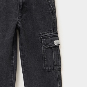 Jean cargo noir pour garçons, 100 % coton, taille mi-haute, longueur cheville, taille élastique, 6 poches, respirant, séchage rapide, résistant à la décoloration, taille plus - Product Image 6