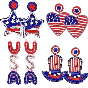 Pendientes de cuentas coloridas hechos a mano, estilo bohemio, pendientes colgantes llamativos, joyería de verano para la playa, regalos, estilo indio, azul nupcial - Product Image 1