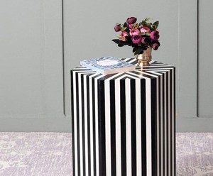 Belladec Modern Bone Inlay Console Stool with Striped <b>Black</b> Design for Bedroom and Living Room <b>Bedside</b> Home Use - Product Image 3