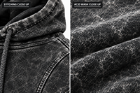 Sweat à capuche en molleton surdimensionné, brodé sur mesure, effet délavé et usé |   Fabricant de sweats à capuche en coton premium pour hommes, style streetwear