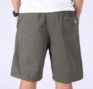 Shorts Bermuda Homme Vert Olive Uni en Coton Vintage Écologique Taille Mi-Haute Fermeture Élastique Style Décontracté avec Poches - Product Image 4