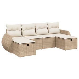 Conjunto de Sofás Modulares de Jardín en Poliratán Beige con Acero con Recubrimiento en Polvo para Muebles de Patio - Product Image 2