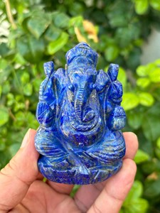 Estatua de Ganesha de Lapislázuli Natural |   Ídolo de Ganesha Tallado a Mano con Gema Azul de 3.25 Pulgadas |   Piedras de Chakra |   Decoración del Hogar Feng Shui - Product Image 1