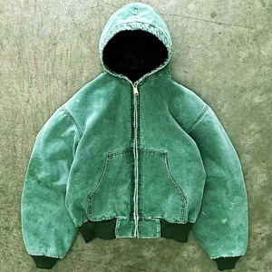 Unisex Green Hooded Padded Jacket Full Sleeve Zipper Closure Winter Wear Regular Fit Adults Solid Color Polyester Material - Product Image 1