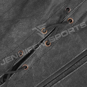 Chaleco Corto de Cuero Clásico Personalizado para Hombre, Chaleco de Motociclista Resistente de Cuero Genuino con Cierre de Botones y Cremallera - Product Image 4