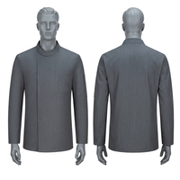 Unisex Kochuniform 220 GSM Gewebte Poly-Baumwolle Beige Kurzarm Stehkragen Tunika Siebdruck Bestickt Maßgeschneidert