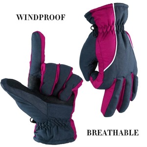 Gants de ski imperméables en PU bleu marine et magenta, gants d'hiver pour snowboard, doigts entiers, poignet élastique, gants de neige imperméables - Product Image 3