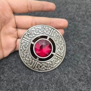 Broche Escocés de Kilt con Diseño de Cuadros y Piedras Variadas, Acabado Plateado Antiguo, 3 Pulgadas, Venta al por Mayor de Fábrica 2026 - Product Image 2