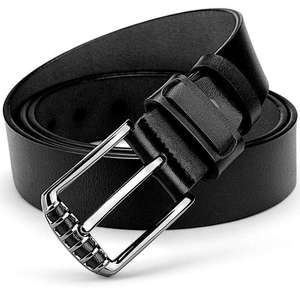 Cinturón Clásico de Cuero Genuino de Vaca, Alta Calidad, Correa Ajustable Cómoda, Hebilla de Aleación Casual, Transpirable, Estampado, Talla Grande - Product Image 6