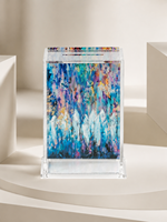 Acryl-Tzedakah-Box für Wohltätigkeit - Moderne Spendenbox mit Abstrakter Kunst - Jüdisches Geschenk - Dekorative Lucite-Tzedakah-Box