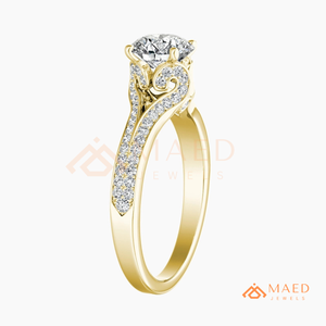 แหวนเพชรโมอิสทรงกลมสำหรับหมั้นแหวนแต่งงานชุบทองแบบแยกก้านโค้ง - Product Image 6
