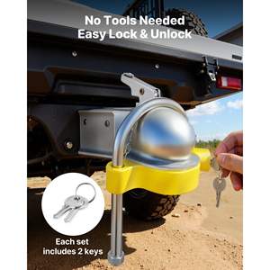 Kit de verrouillage de remorque antivol robuste, hauteur réglable, compatible avec les attaches de 1-7/8, 2 et 2-5/16 pouces pour VR, verrouillage à bille, résistant à l'effraction - Product Image 5