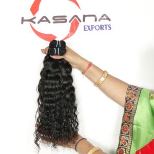 Faisceaux alignés sur les cuticules non transformés 100% Virgin Remy Indian Curly Machine Double Weft Wave Extension de cheveux humains 10-32 pouces - Product Image 1