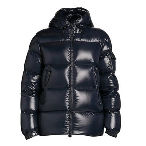 Chaqueta de Invierno Ligera Personalizada para Hombre, Nueva Chaqueta Negra de Lona con Cuello Alto, Cálida, Acolchada con Plumas para Uso en Exteriores - Product Image 1
