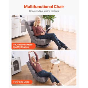 360-Degree <b>Rotating</b> Swivel Floor Gaming <b>Chair</b> with 4 Adjustable Positions Folding Backrest Lumbar Support Foldable Feature - Product Image 6