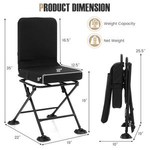 Swivel Folding <b>Chair</b> with Comfortable Backrest and <b>Padded</b> Cushion - Product Image 1