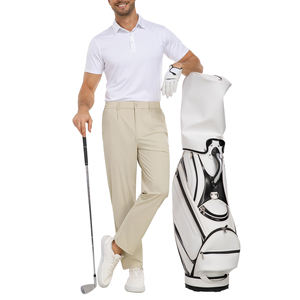 Pantalones de golf elásticos en 4 direcciones para hombre, ligeros, de color sólido, con cordón en la cintura, transpirables. - Product Image 3