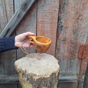 Wooden Kuksa <b>Camping</b> <b>Cup</b> Traditional Scandinavian Mug Handmade Natural Wood Coffee Drinking Bowl - Product Image 4