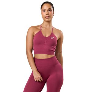 Womens Berry Pink <b>Cross</b> Back Tank <b>Top</b> Slim Fit Stretch Fitness Activewear Gym Training Sleeveless Performance Apparel Clothing - Product Image 1