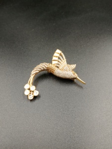AMAIRA JEWELS <b>Gold</b> Plated Peacock Design Brooch Moissanite Polki Red Doublet Stone Animal Shape Women's Fashion Accessory Gift - Product Image 1