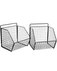 Canasta Colgante Rectangular de Metal Negro para Almacenamiento, Estante de Alambre de Hierro para Cocina, Baño, Despensa y Organización del Hogar, Venta al Por Mayor - Product Image 1